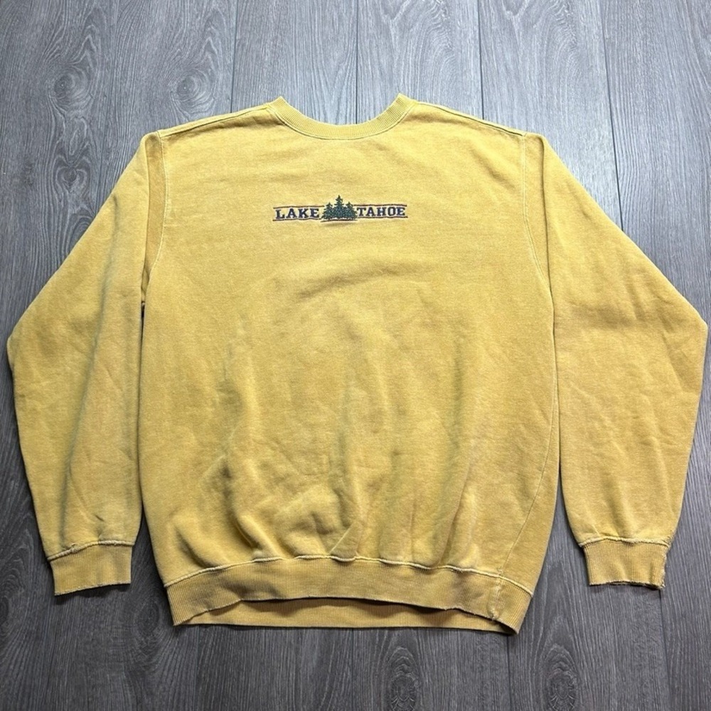 Vintage Lake Tahoe Sweatshirt Mens Large Yellow Embroidered McIntosh & Seymour